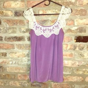 Milly lace trim silk top
